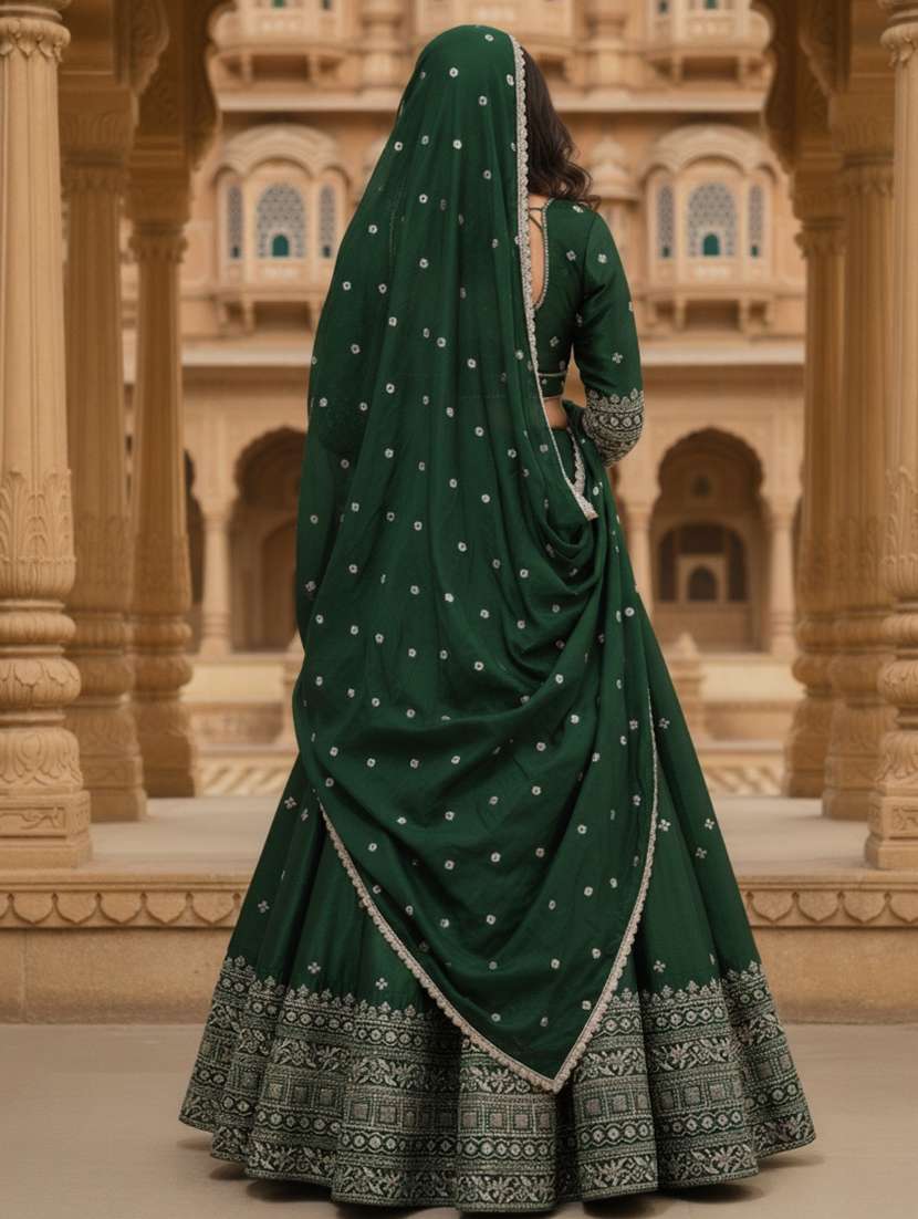 women solid with work semi stitched flared lehenga - 22280998 -  Standard Image - 2