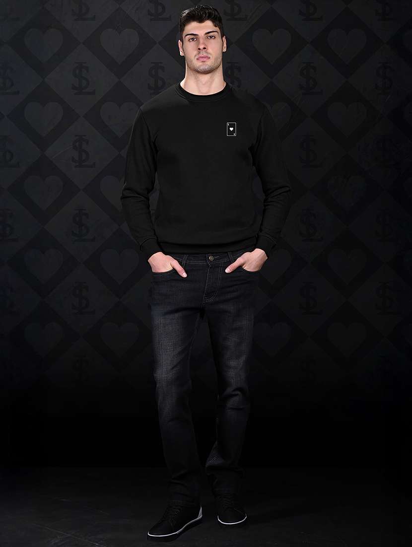 men solid crew neck long sleeve sweatshirt - 22281007 -  Standard Image - 2