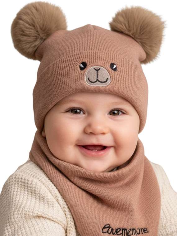 kids woolen cap with neck scarf  set - 22281130 -  Standard Image - 2