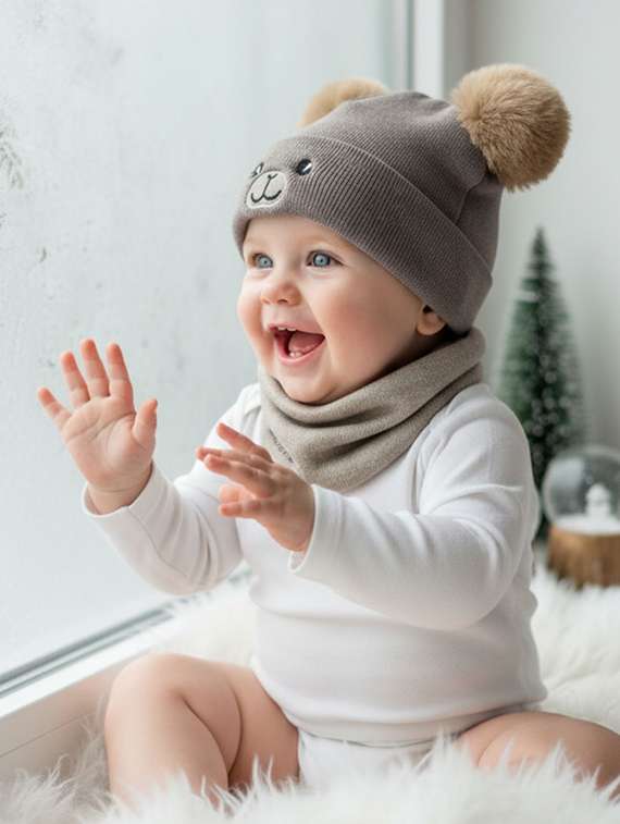 kids woolen cap with neck scarf set - 22281132 -  Standard Image - 2