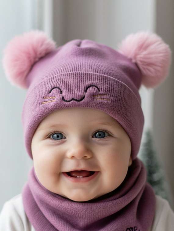 kids woolen cap with neck scarf set - 22281138 -  Standard Image - 2