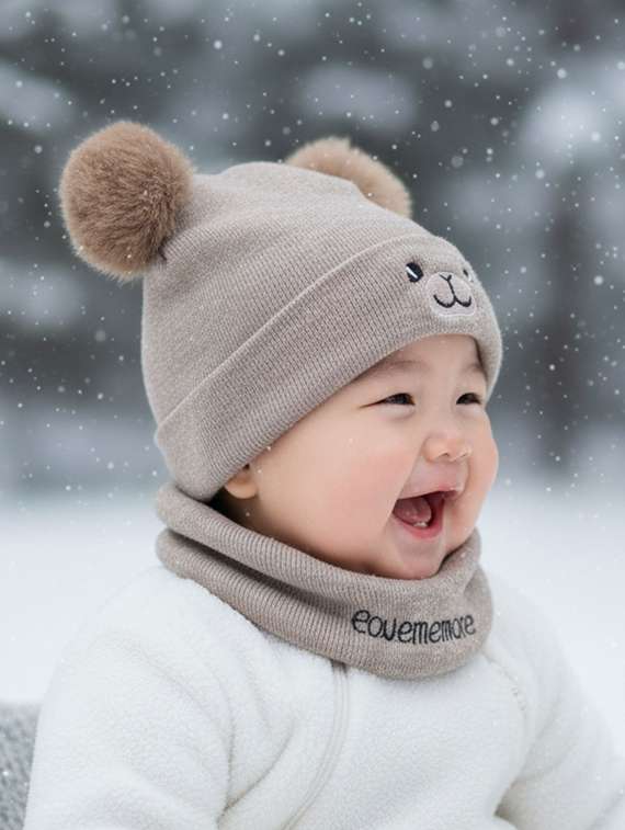 kids woolen cap with neck scarf set - 22281139 -  Standard Image - 2