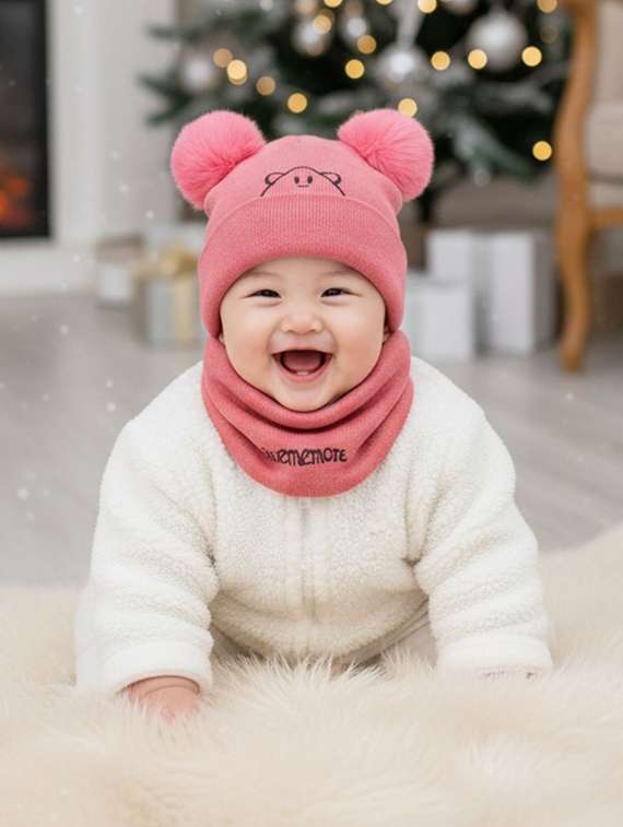 kids woolen cap with neck scarf set - 22281141 -  Standard Image - 2