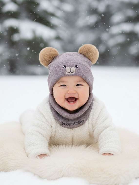 kids woolen cap with neck scarf set - 22281143 -  Standard Image - 2