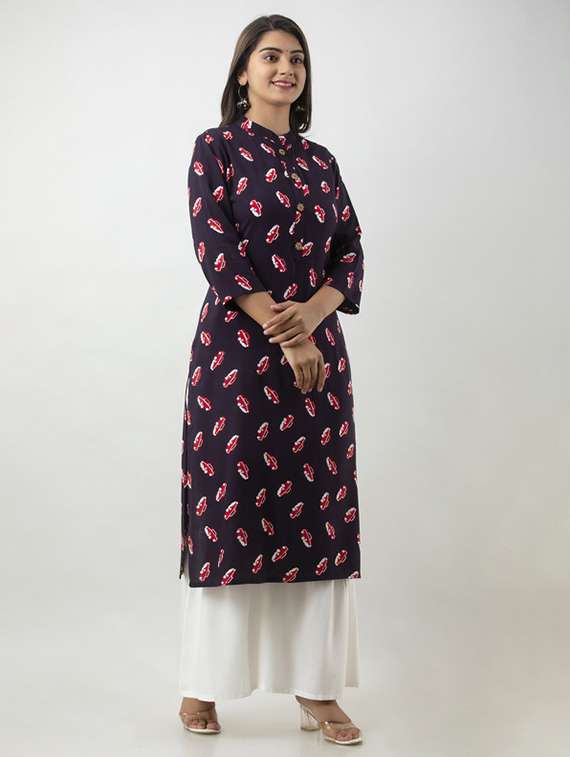 women printed three quarter sleeve kurta sharara set - 22281158 -  Standard Image - 2