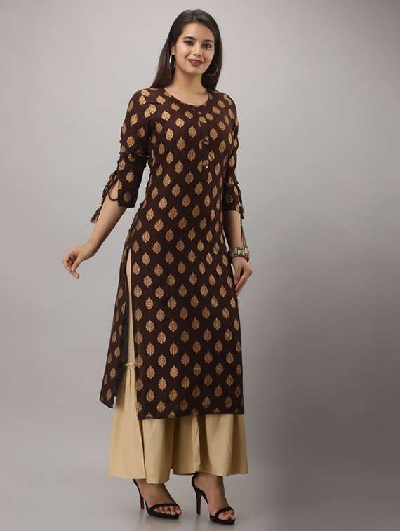 women printed three quarter sleeve kurta sharara set - 22281163 -  Standard Image - 2