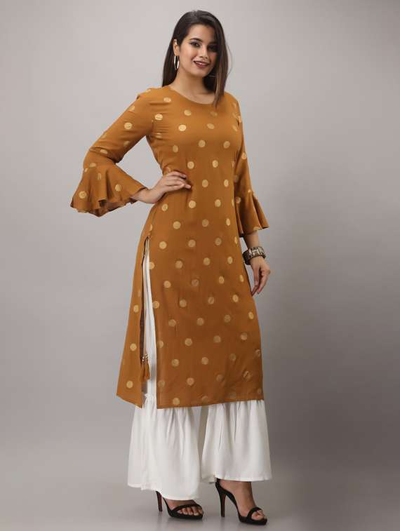 women foil printed bell sleeve kurta sharara set - 22281164 -  Standard Image - 2