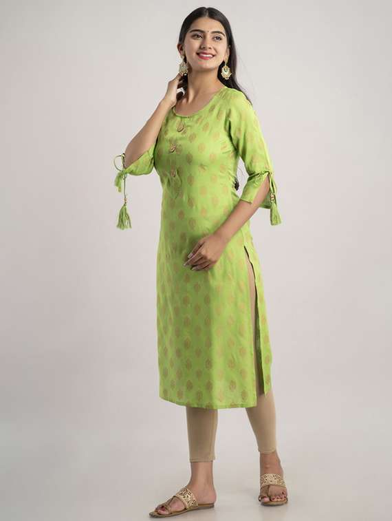 women printed bell sleeve straight kurta - 22281176 -  Standard Image - 2