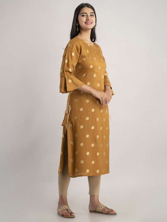 women printed bell sleeve straight kurta - 22281181 -  Standard Image - 2