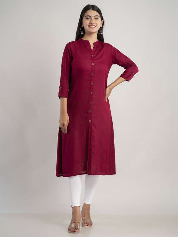 women three quarter sleeve straight kurta