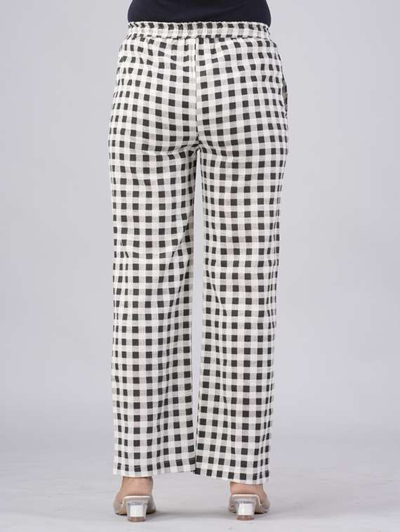 women checkered mid rise straight palazzo - 22281191 -  Standard Image - 2