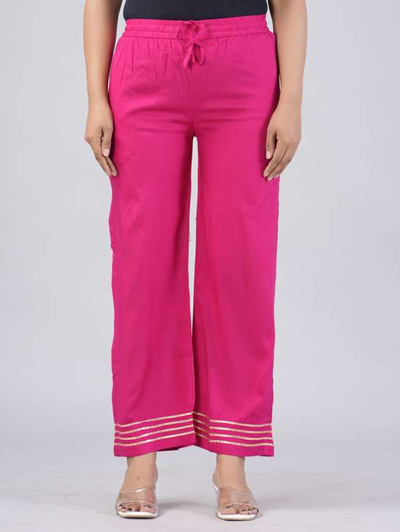 women solid mid rise straight palazzo