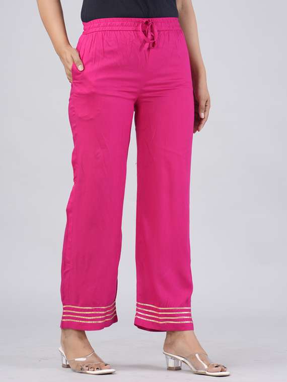 women solid mid rise straight palazzo - 22281203 -  Standard Image - 2