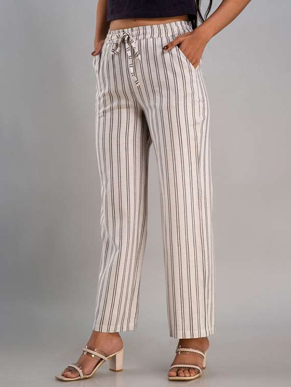 women striped mid rise straight palazzo - 22281204 -  Standard Image - 2