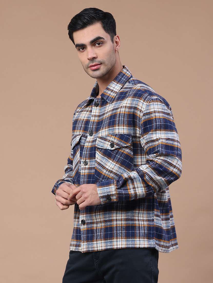 Men Checkered Long Sleeve Regular Fit Shacket - 22281257 -  Standard Image - 2