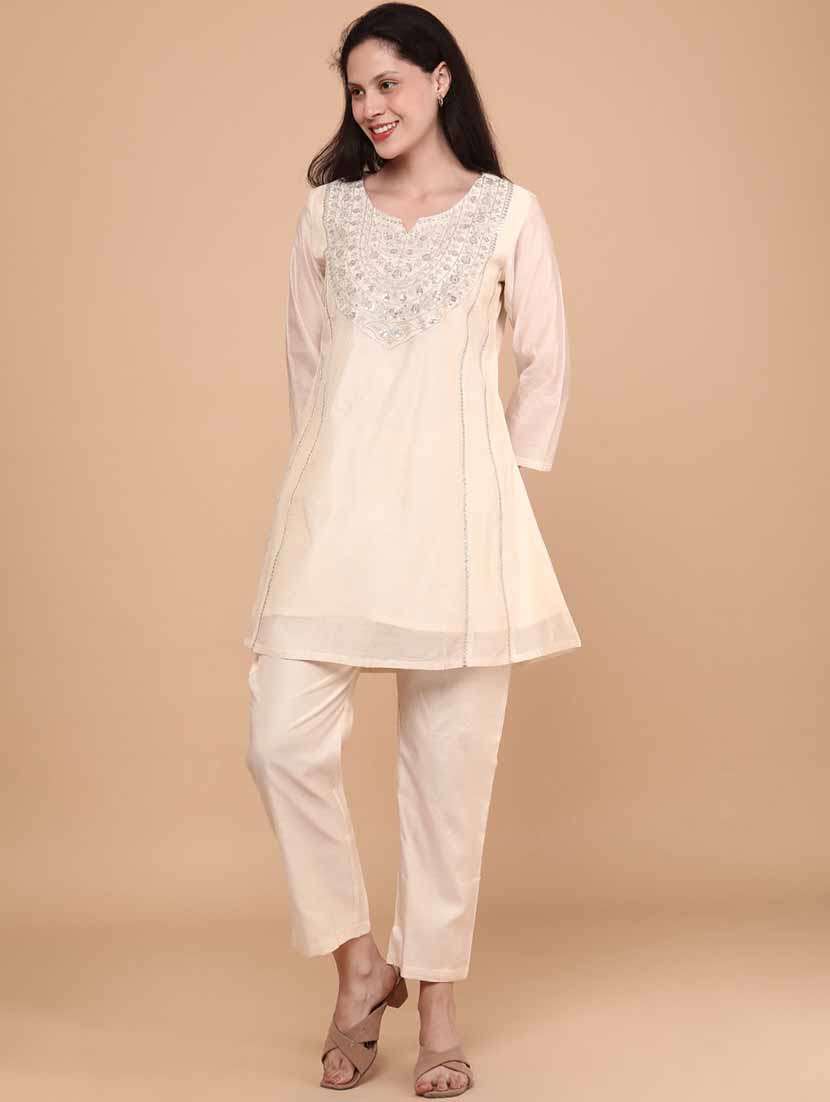 women beige kurta pant set - 22281281 -  Standard Image - 2