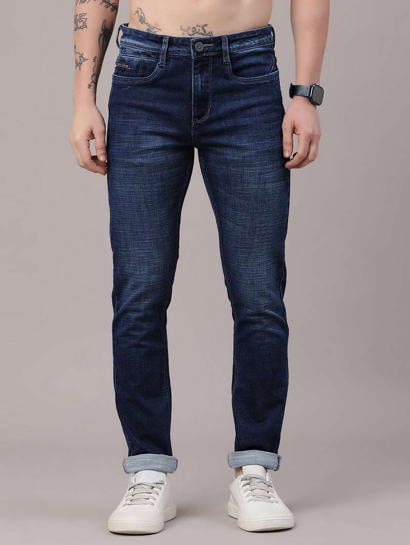 men washed mid rise slim fit jeans