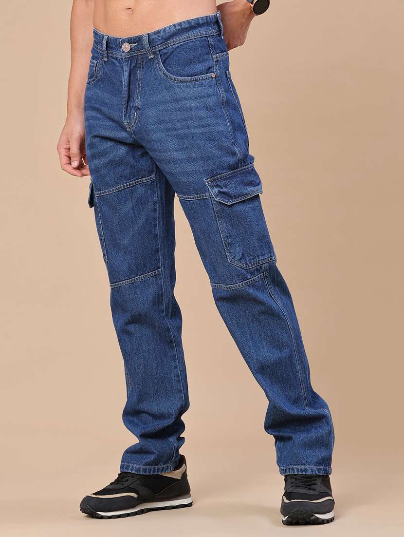 men washed mid rise cargo jeans - 22281671 -  Standard Image - 2