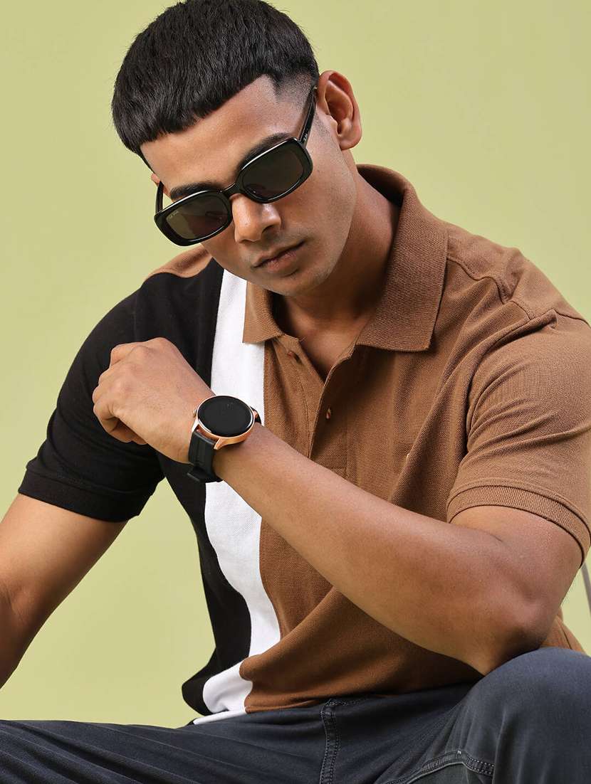 men color block short sleeve regular fit polo t-shirt