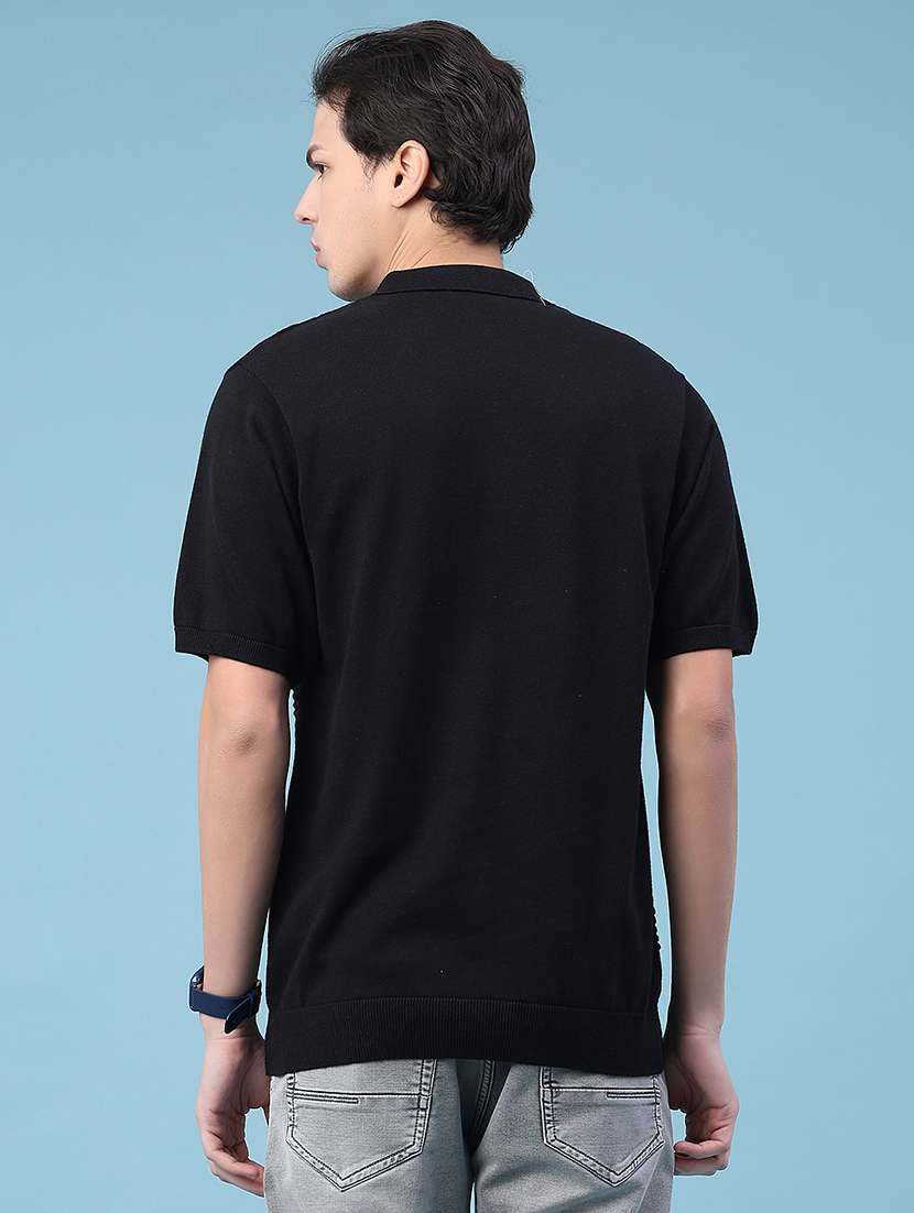 Men Black Cotton Chest Print T-shirt - 22281682 -  Standard Image - 2