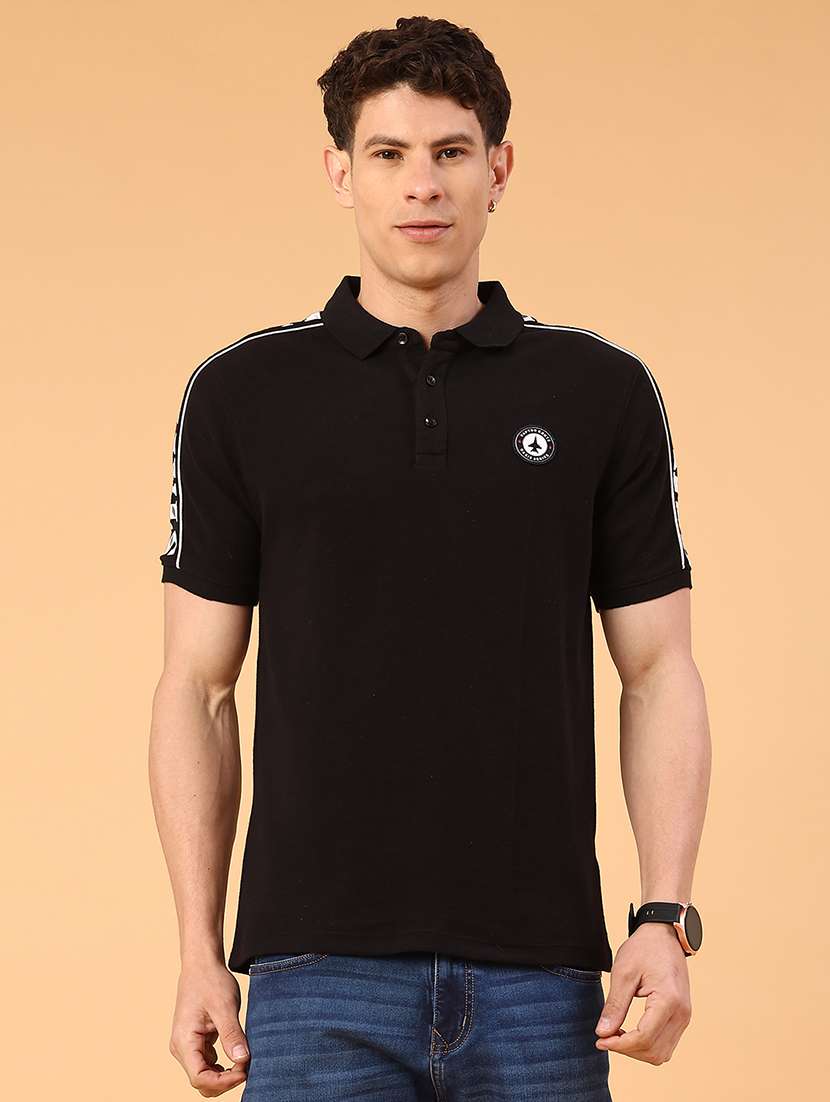 mens black cotton blend plain t-shirt - 22281683 -  Standard Image - 2