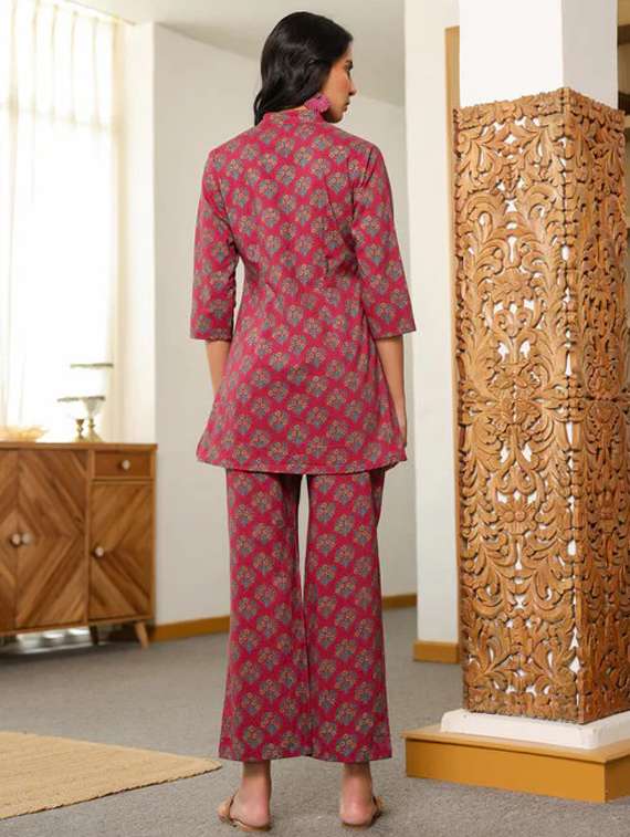 women three quarter sleeve ethnic co-ord set - 22281998 -  Standard Image - 2