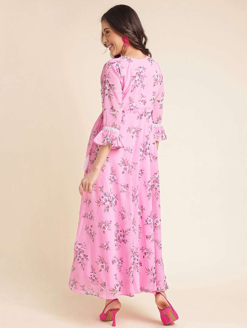 women floral print bell sleeve fit & flare dress - 22282076 -  Standard Image - 2