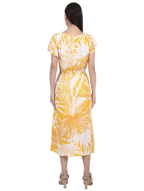 women printed flute sleeve a-line dress - 22282139 -  Standard Image - 2