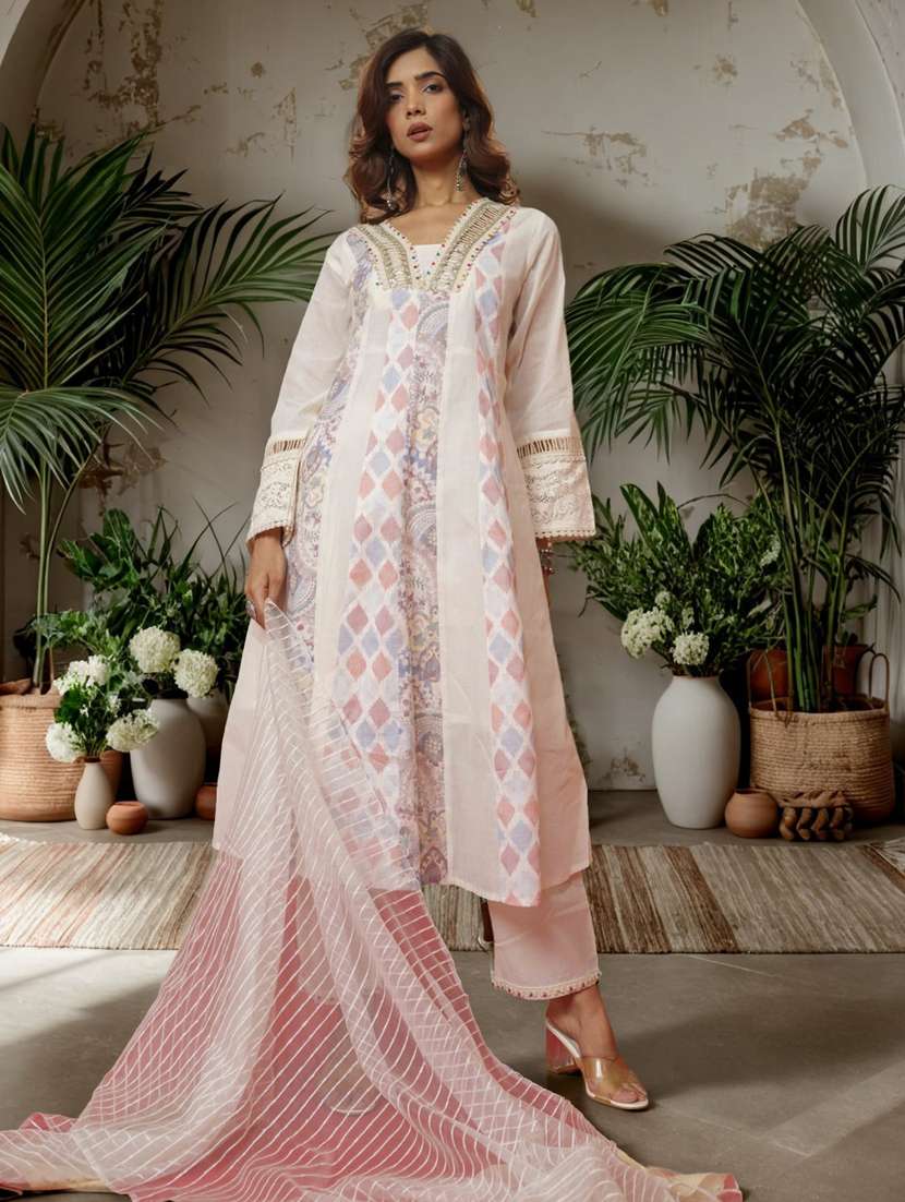 women printed long sleeve kurta pant with dupatta set - 22282176 -  Standard Image - 2