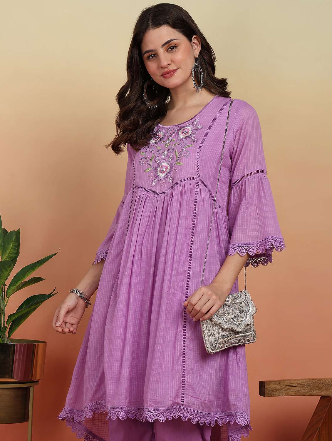 women self design three quarter sleeve kurta salwar set - 22282183 -  Standard Image - 2