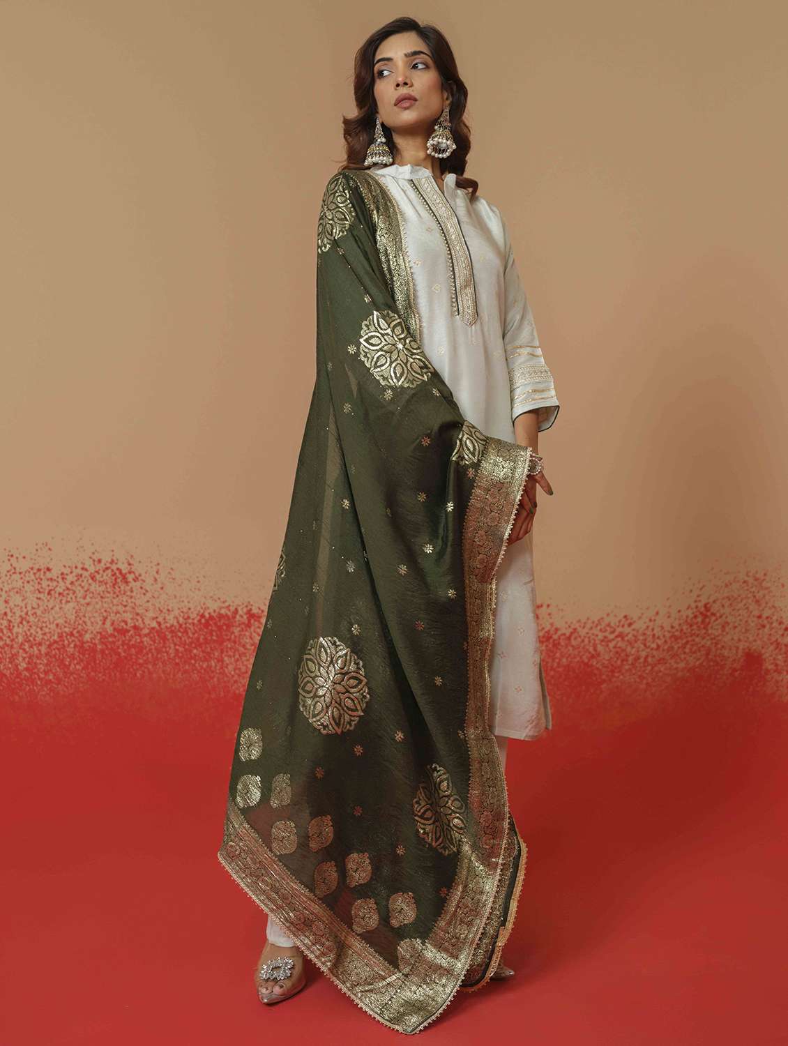 women self design three quarter sleeve kurta pant with dupatta set - 22282200 -  Standard Image - 2