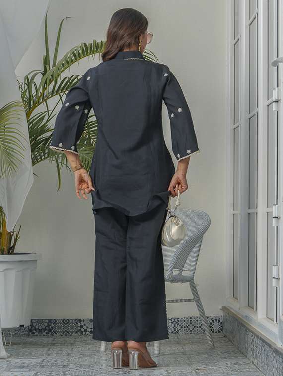 women solid with work three quarter sleeve ethnic co-ord set - 22282211 -  Standard Image - 2