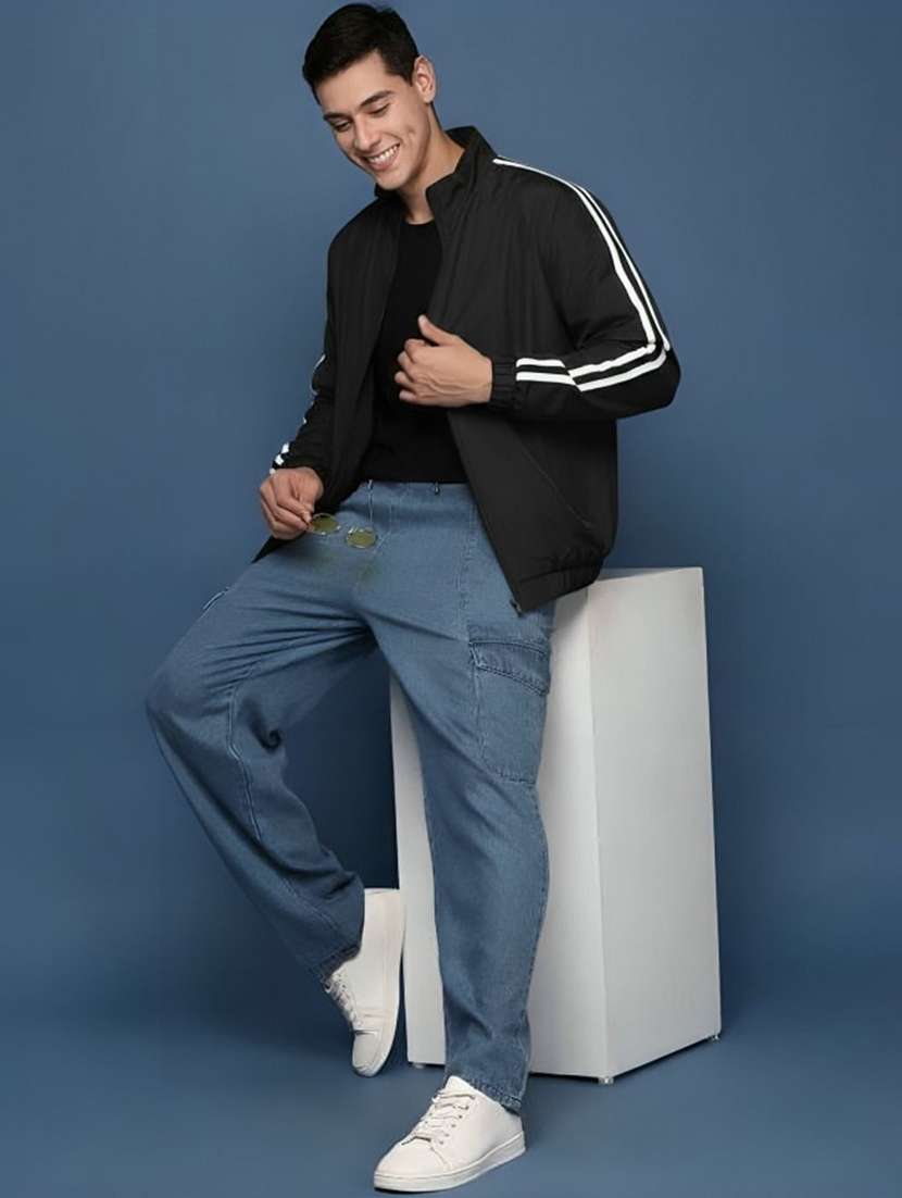 men taped long sleeve lightweight bomber jacket - 22282314 -  Standard Image - 2