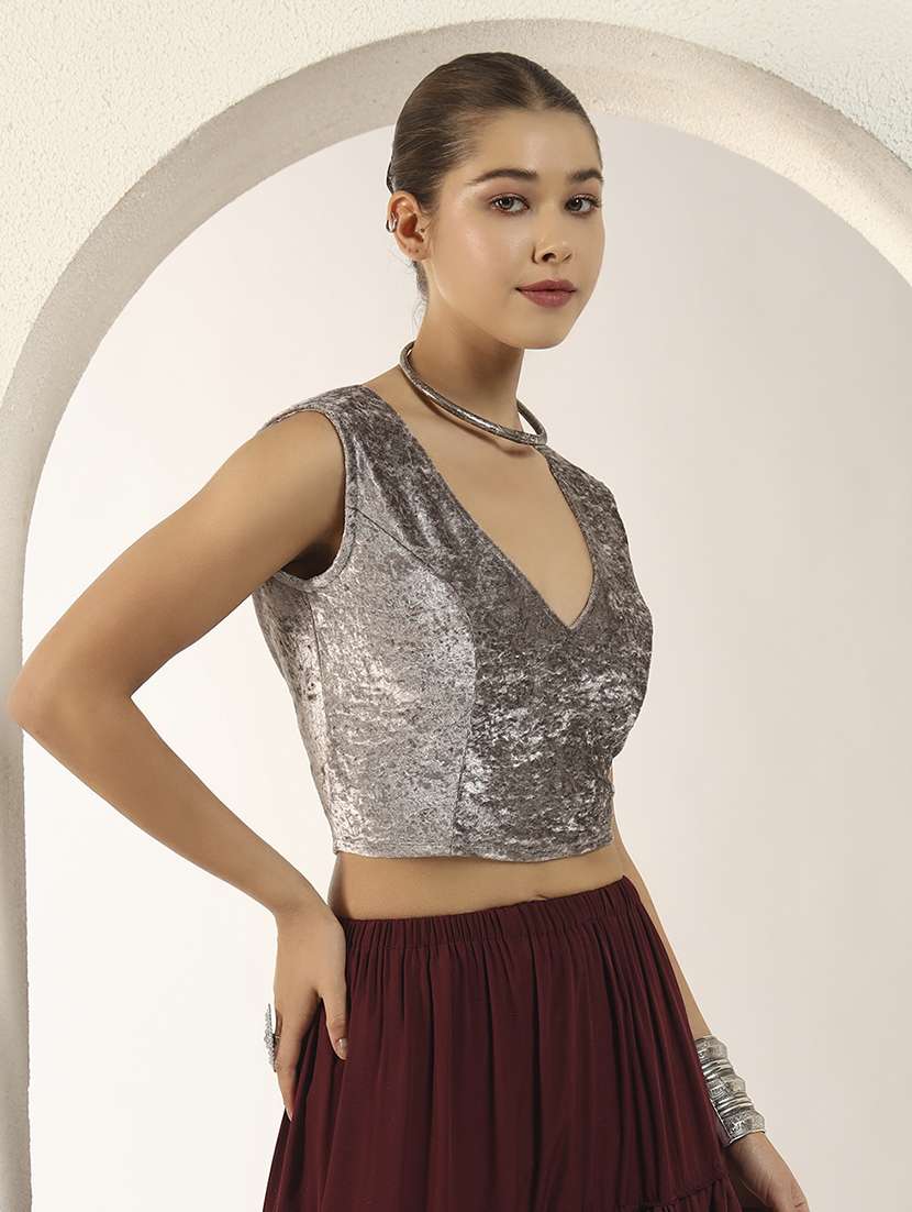 women solid sleeveless stitched blouse - 22282343 -  Standard Image - 2