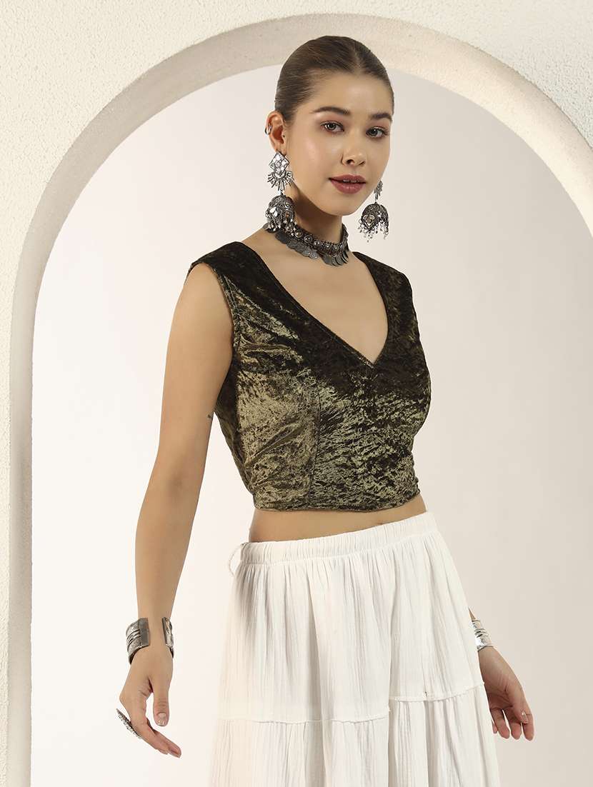 women solid sleeveless stitched blouse - 22282344 -  Standard Image - 2