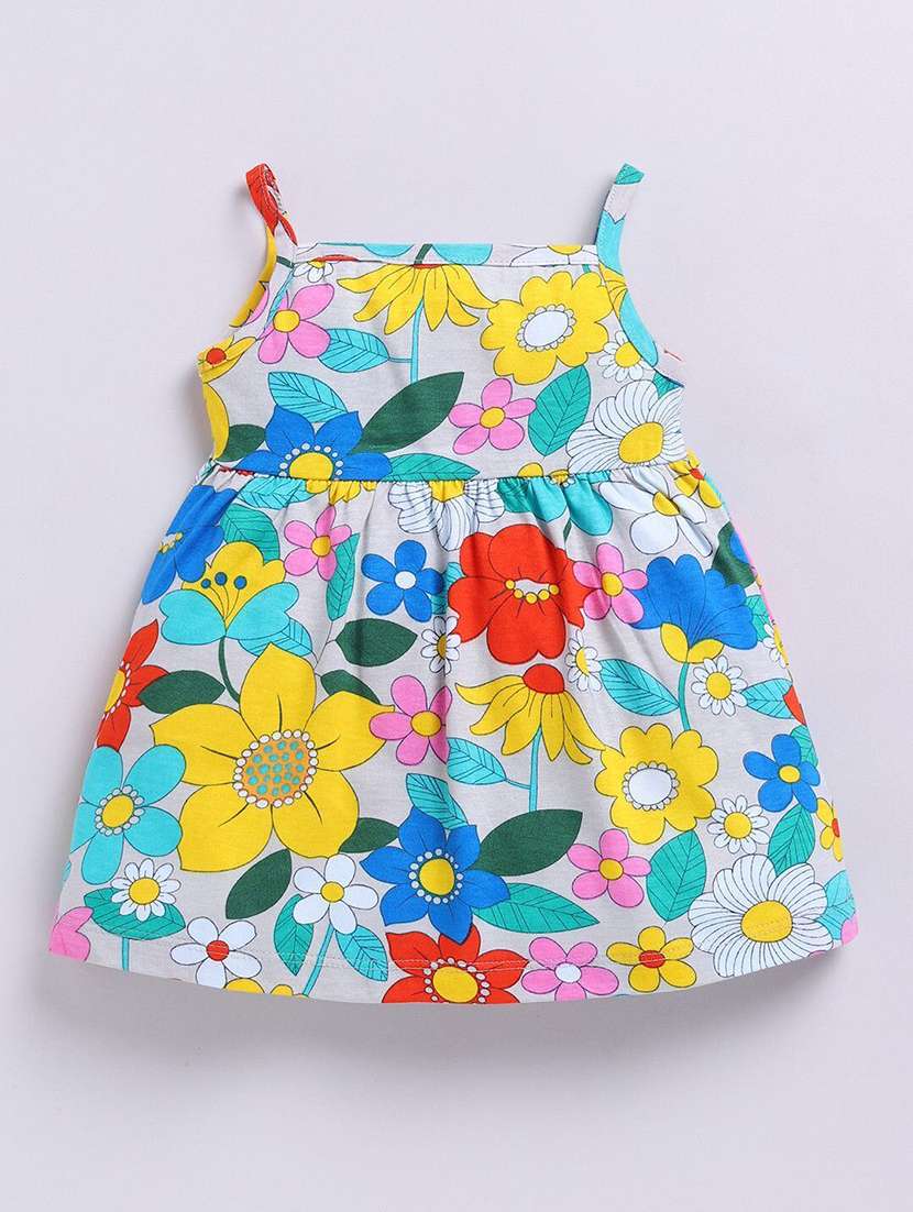 multi colored cotton blend fit & flare dressgirls printed shoulder strap fit and flared dress - 22282547 -  Standard Image - 2