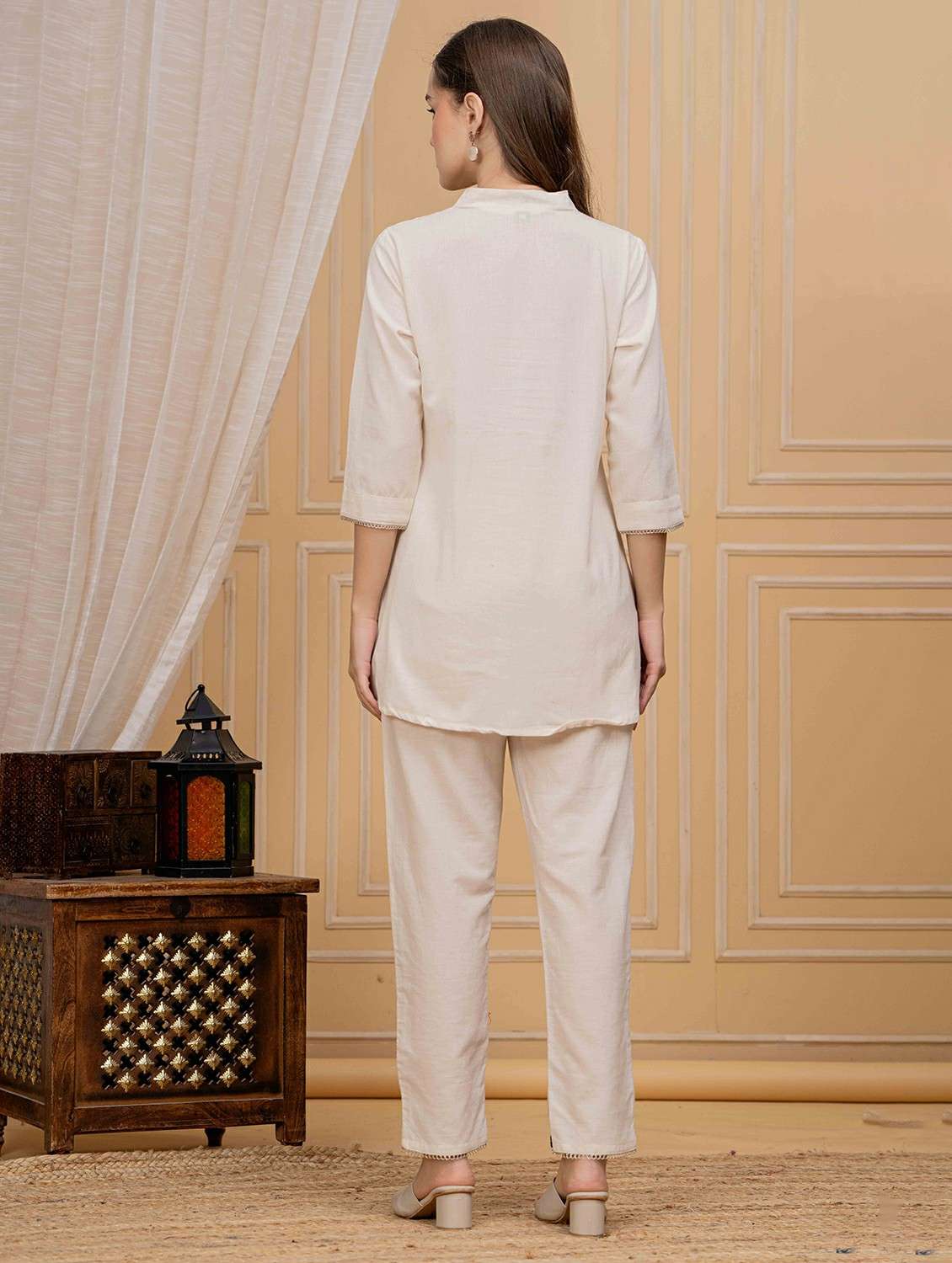 women embroidered three quarter sleeve co-ord set - 22282986 -  Standard Image - 2