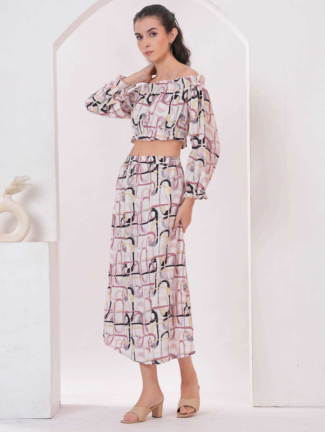 women printed top and skirt co-ord set - 22282990 -  Standard Image - 2