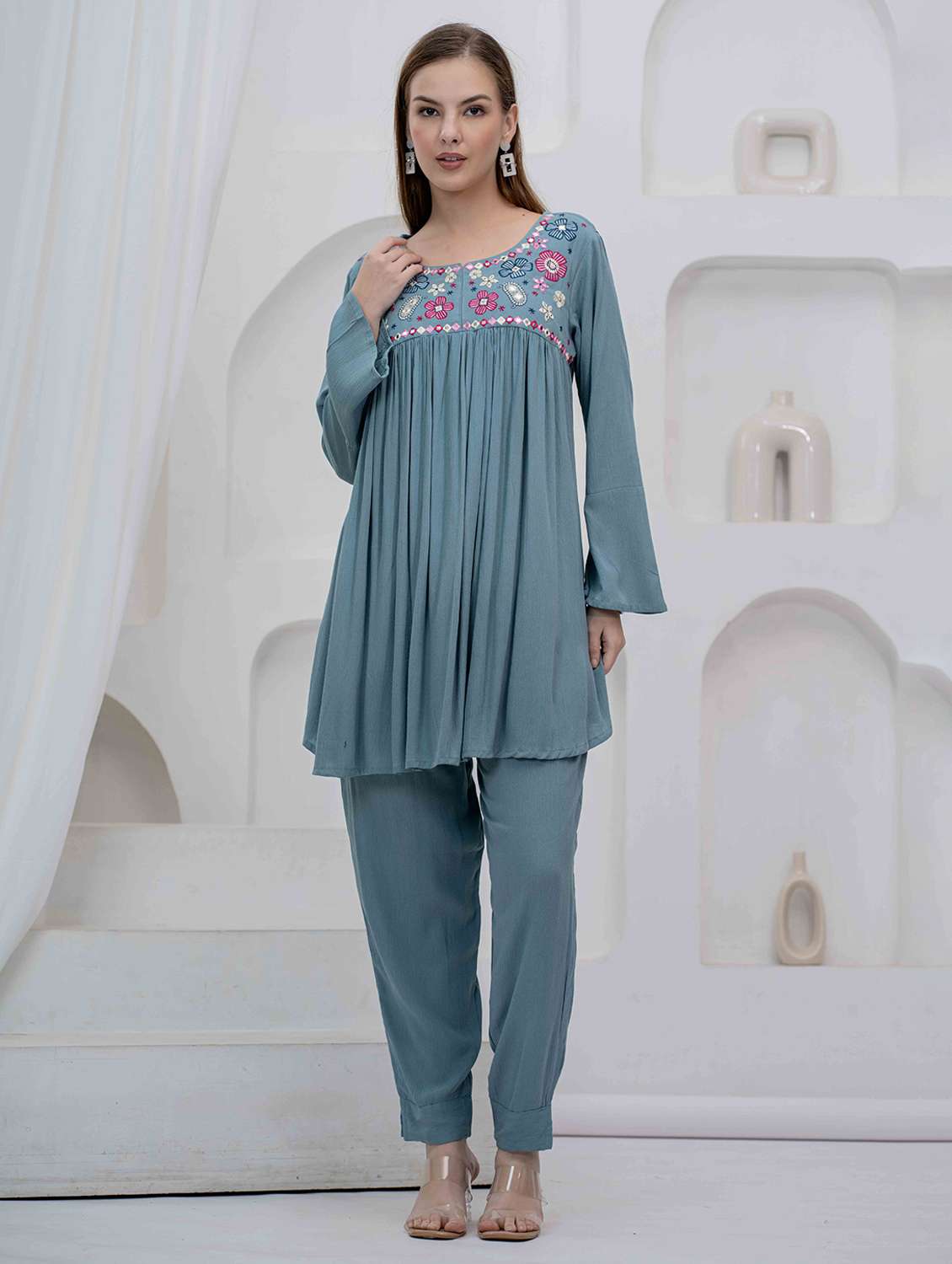 women embroidered long sleeve co-ord set - 22283048 -  Standard Image - 2