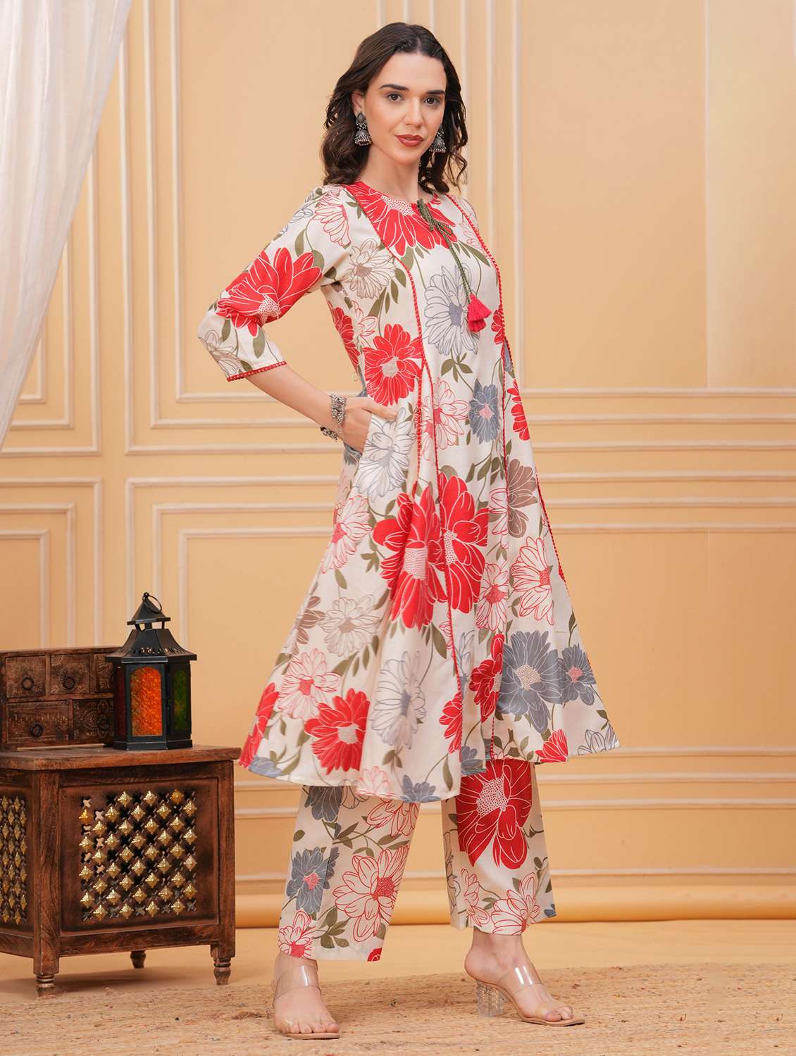 women floral print three quarter sleeve co-ord set - 22283055 -  Standard Image - 2