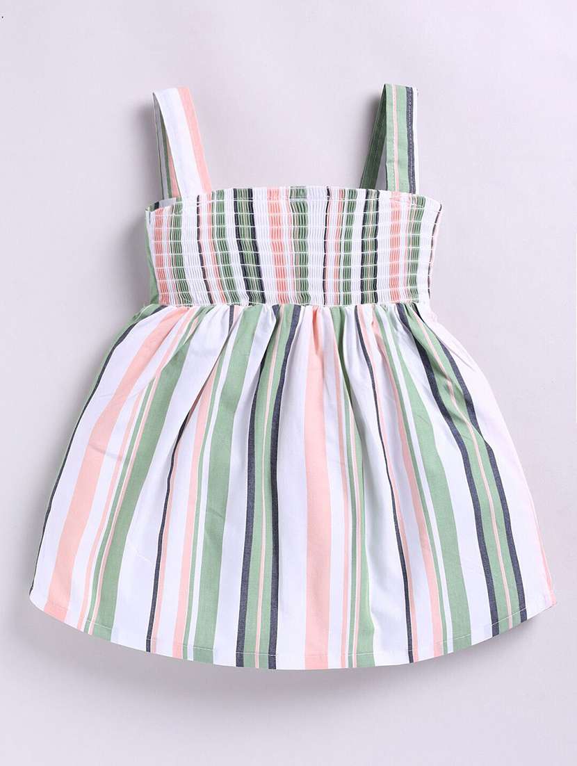 girls striped shoulder strap flared dress - 22283155 -  Standard Image - 2