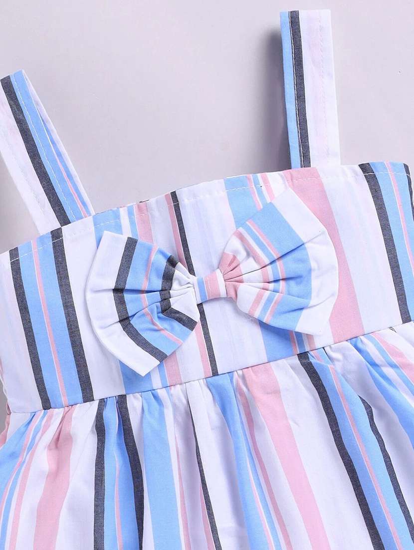 Girls Striped Shoulder Strap Flared Dress - 22283157 -  Standard Image - 2