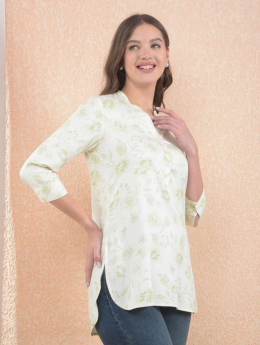 women printed three quarter sleeve kurti - 22283645 -  Standard Image - 2