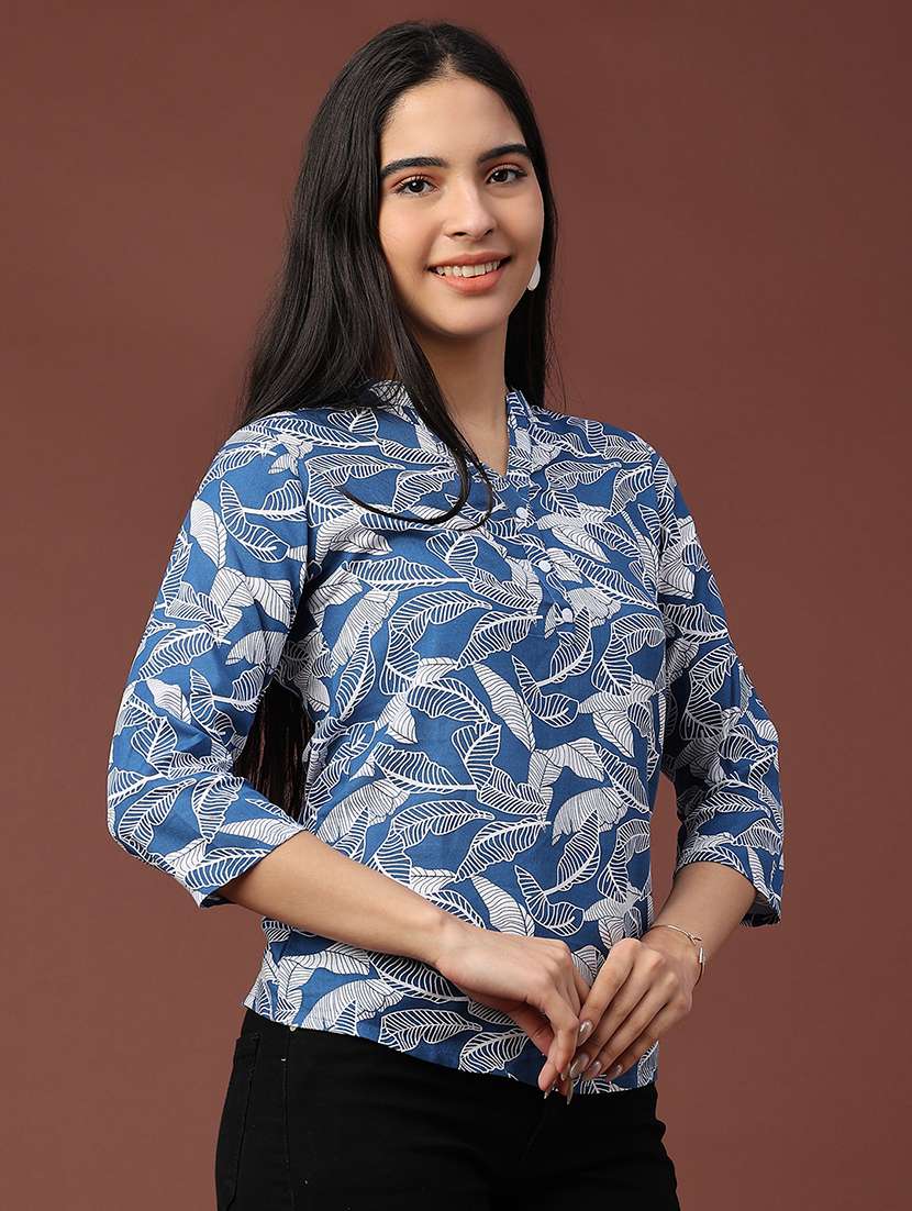 women printed three quarter sleeve top - 22284961 -  Standard Image - 2