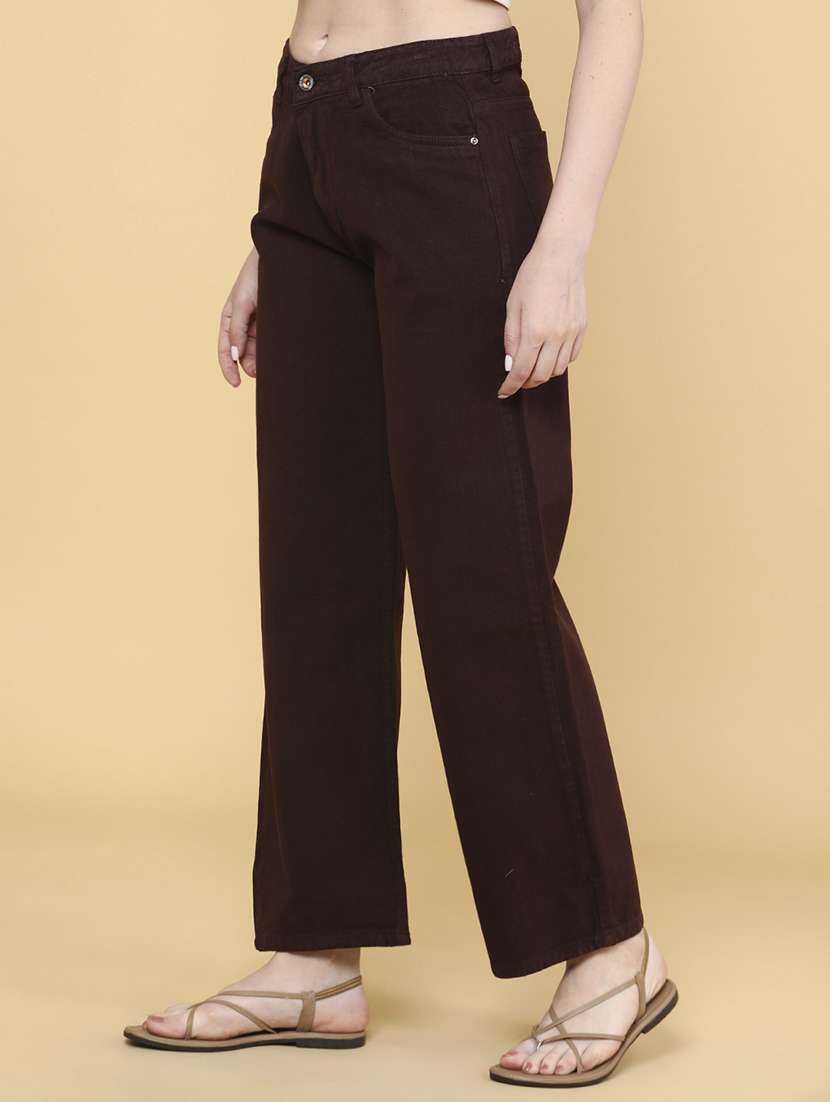 women brown cotton jean - 22284976 -  Standard Image - 2