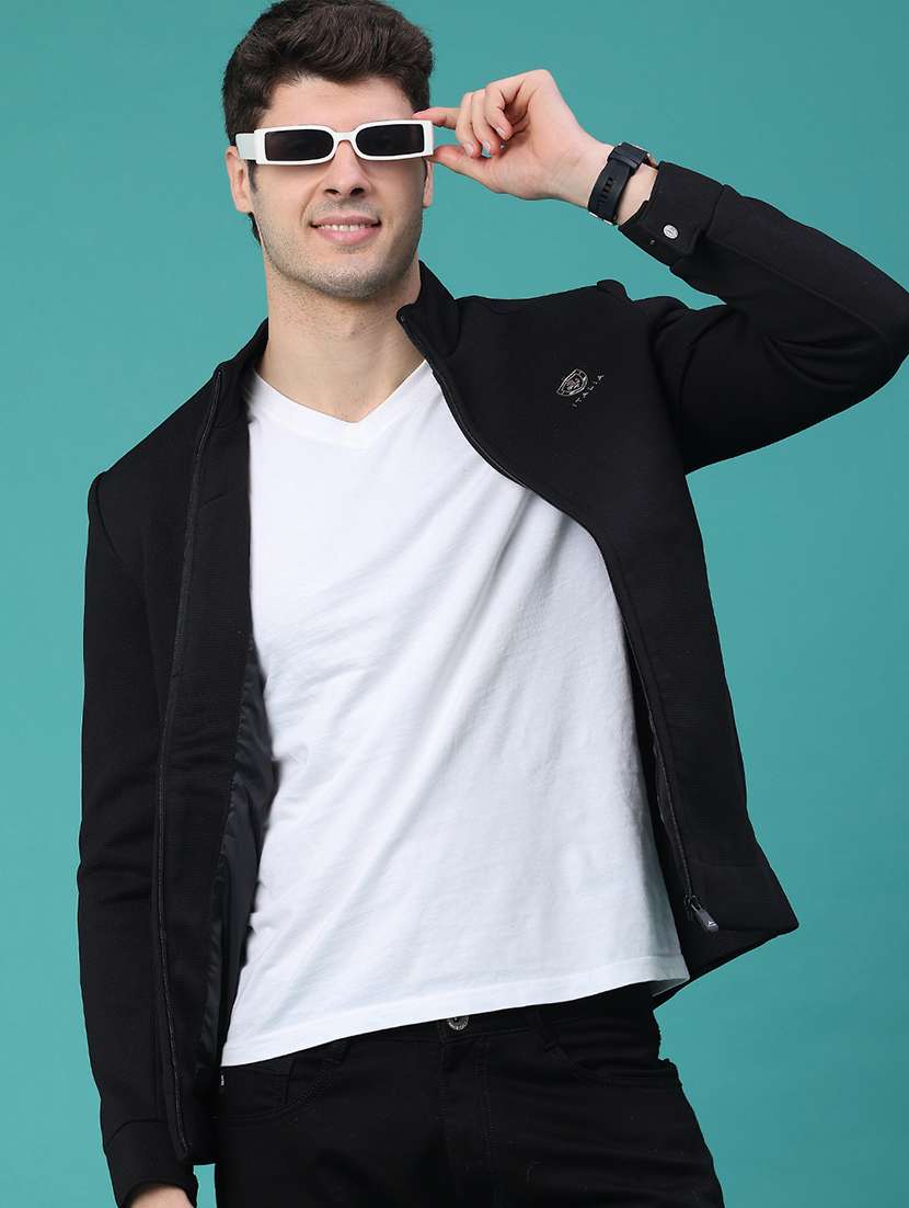 men solid long sleeve casual jacket