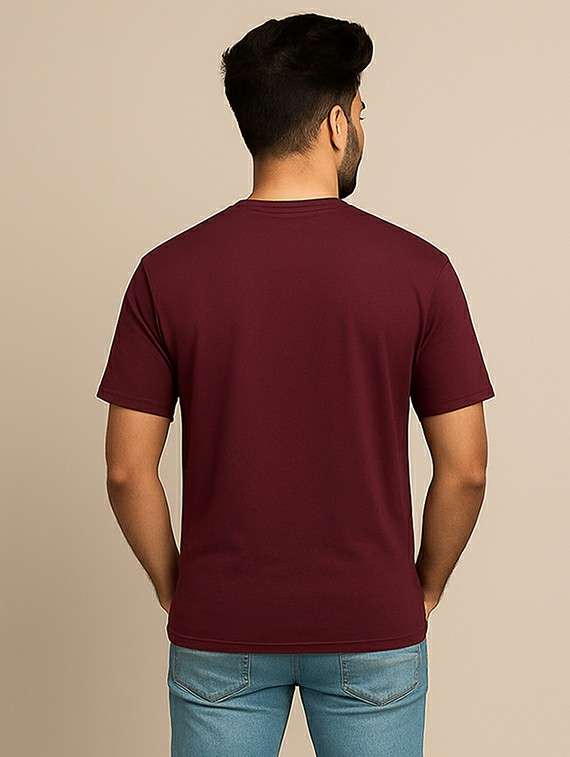 maroon cotton blend all over print tshirt - 22285304 -  Standard Image - 2