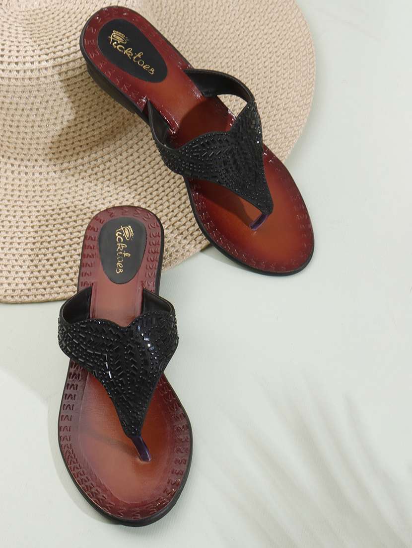 women embellished slip on sandal