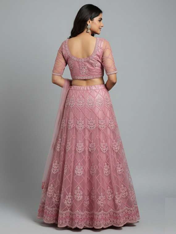 women solid with work semi-stitched flared lehenga - 22285356 -  Standard Image - 2