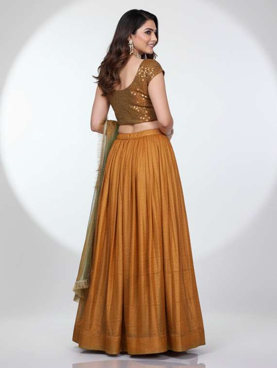 women solid semi stitched flared lehenga - 22285357 -  Standard Image - 2